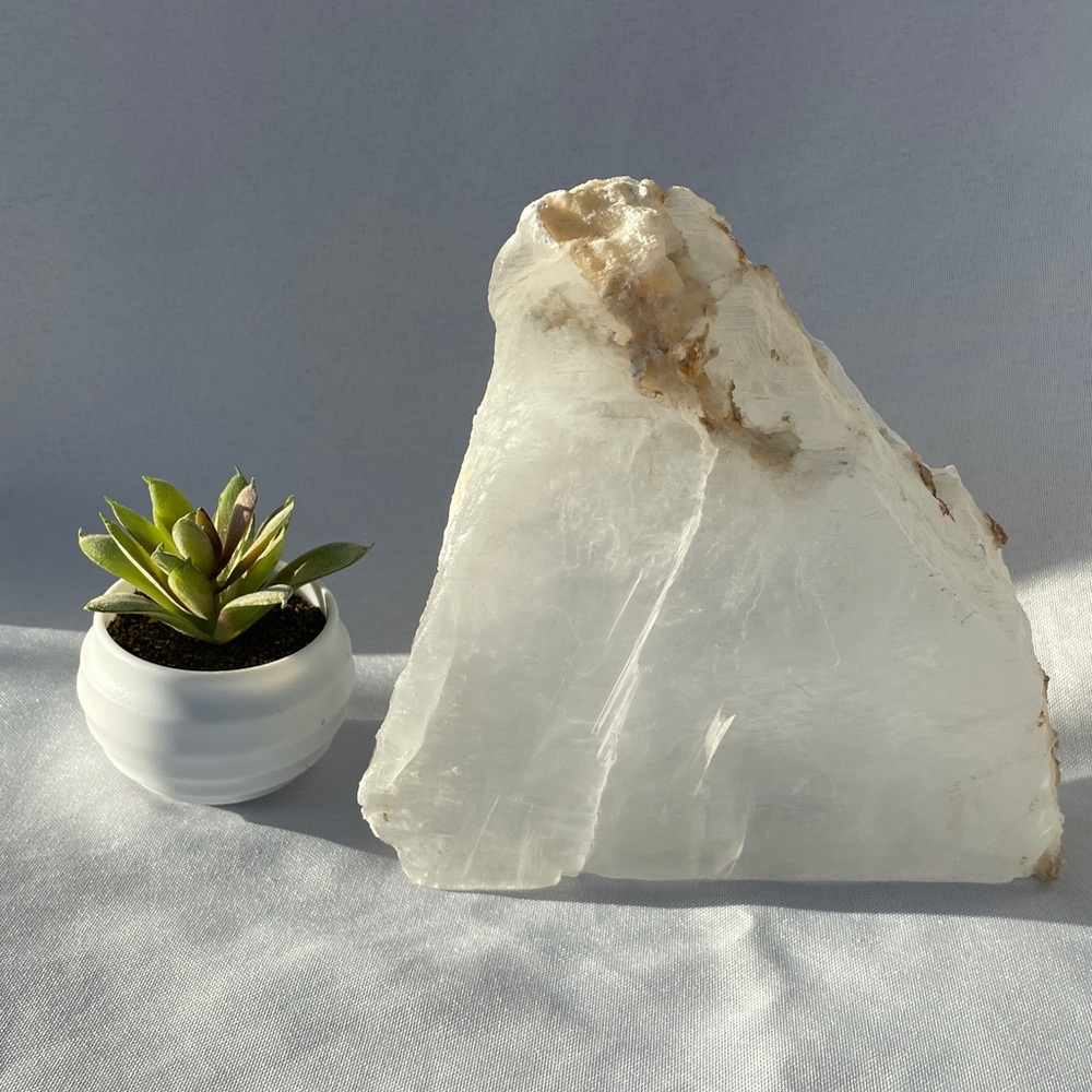 Natural Selenite Crystal Display (Lots of Rainbows!)
